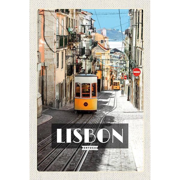 Vianmo Insegna In Legno 18X12 Cm Lisbon Portugal StraßEnbahn-image