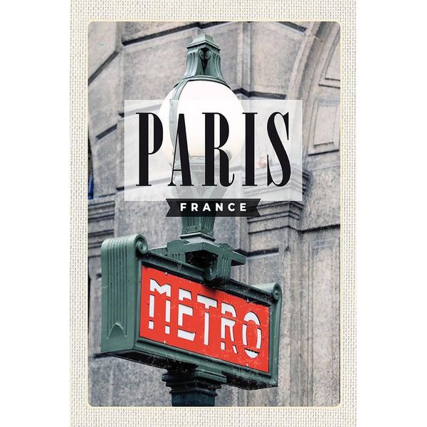 Vianmo Insegna In Legno 18X12 Cm Paris France Metro Reiseziel-image