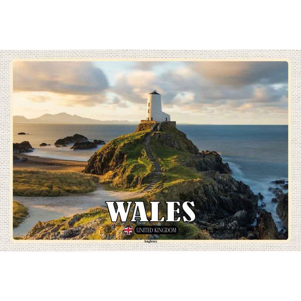 Vianmo Insegna In Legno 20X30 Cm Wales United Kingdom Anglesey Insel Meer-image