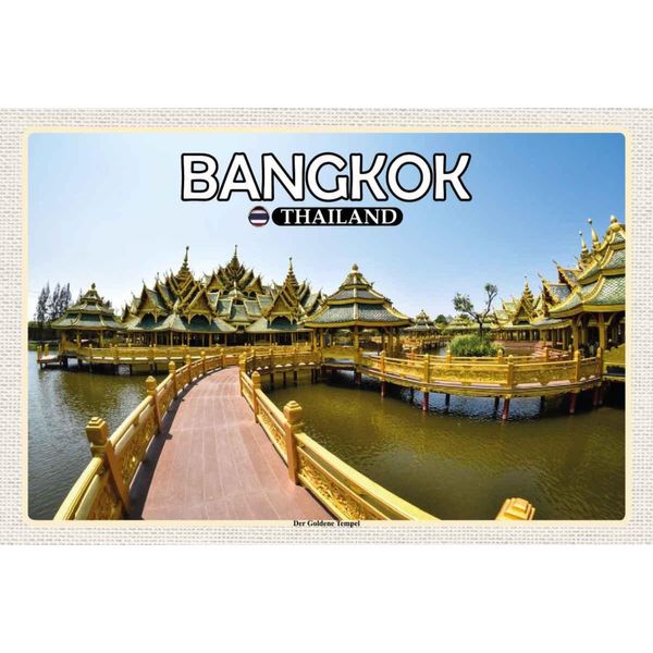 Vianmo Insegna In Legno 20X30 Cm Bangkok Thailand Der Goldene Tempel-image