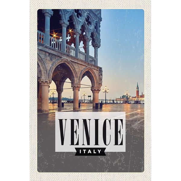Vianmo Insegna In Legno 18X12 Cm Venice Venedig Panorama Poster-image