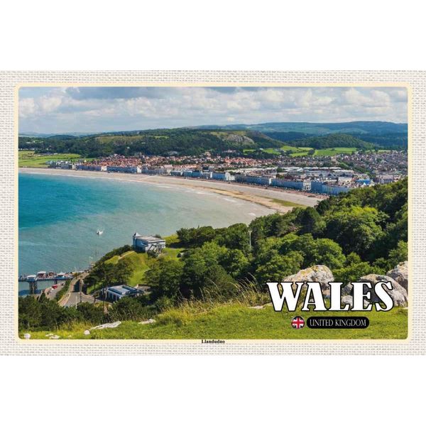 Vianmo Insegna In Legno 20X30 Cm Wales United Kingdom Llandudno Seebad-image