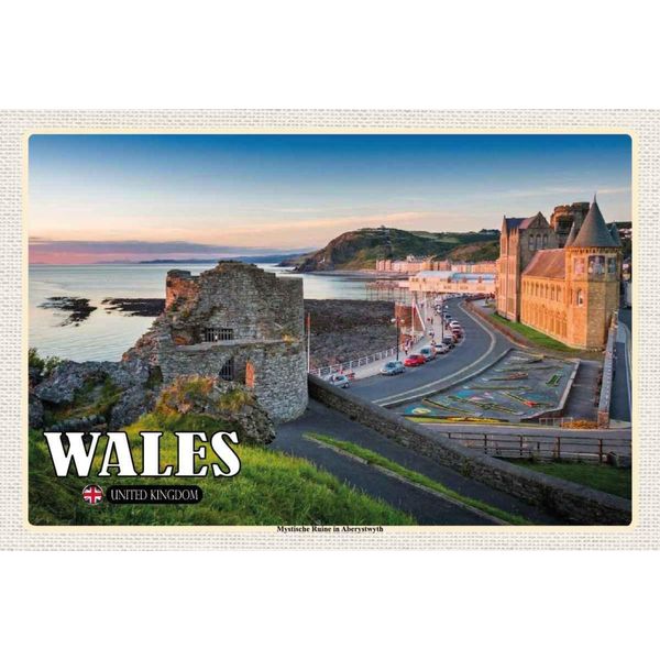 Vianmo Insegna In Legno 20X30 Cm Wales United Kingdom Mystische Ruine-image