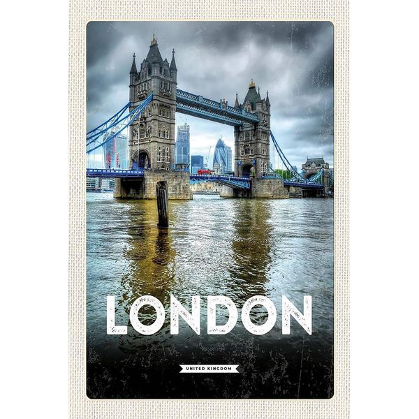 Vianmo Insegna In Legno 18X12 Cm London England Reiseziel BrüCke-image