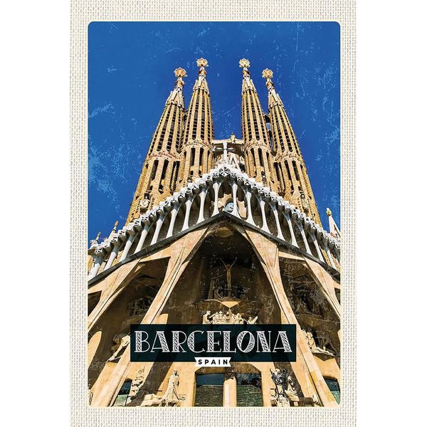 Vianmo Insegna In Legno 18X12 Cm Barcelona Spanien Reiseziel Trip-image