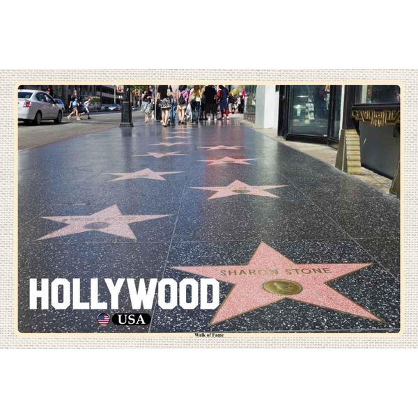 Vianmo Insegna In Legno 20X30 Cm Hollywood Usa Walk Of Fame-image