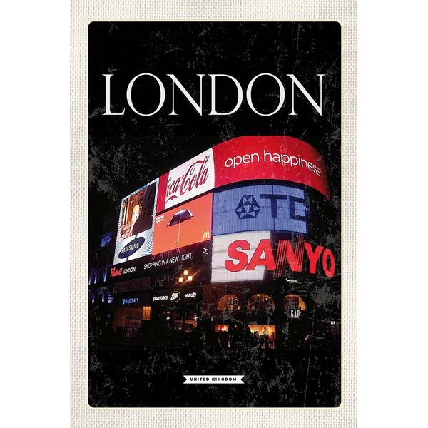 Vianmo Insegna In Legno 18X12 Cm London England Piccadilly City Nacht-image