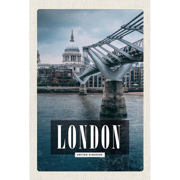 Vianmo Insegna In Legno 18X12 Cm London Uk JahrtausendbrüCke Aussicht-image