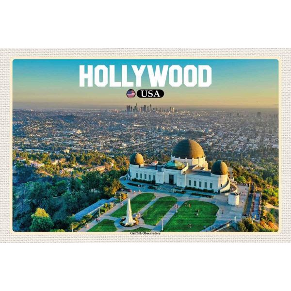 Vianmo Insegna In Legno 20X30 Cm Hollywood Usa Griffith Observatory-image