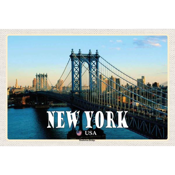Vianmo Insegna In Legno 20X30 Cm New York Usa Manhattan Bridge BrüCke-image