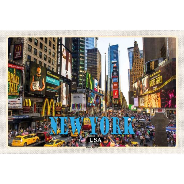Vianmo Insegna In Legno 20X30 Cm New York Usa Times Square Zentrum-image