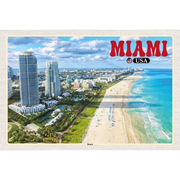 Vianmo Insegna In Legno 20X30 Cm Miami Usa Strand HochhäUser Meer-image