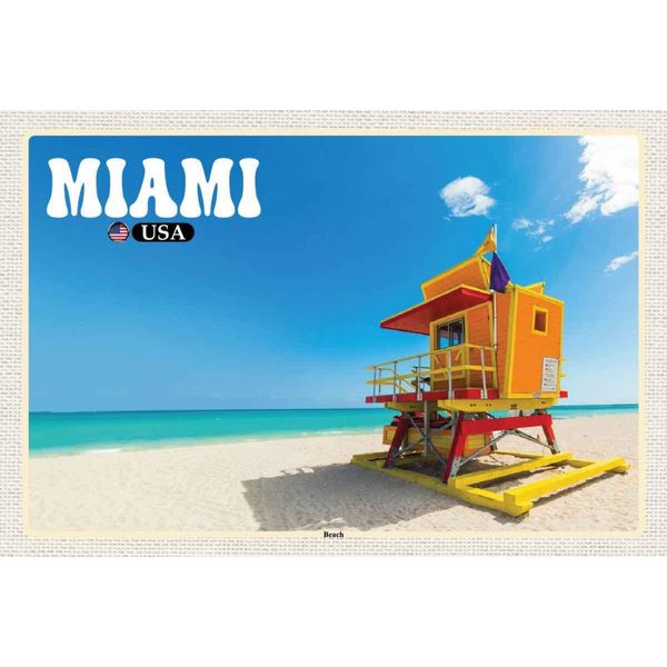 Vianmo Insegna In Legno 20X30 Cm Miami Usa Strand Meer Urlaub-image