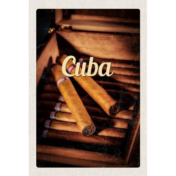 Vianmo Insegna In Legno 18X12 Cm Cuba Karibik Kubanische Zigarette-image
