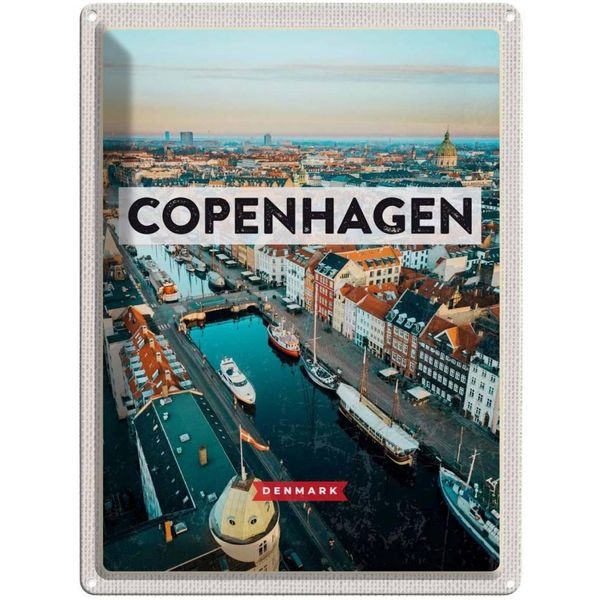 Vianmo Insegna Di Latta 40X30 Cm Copenhagen Denmark Altstadt Fluss-image