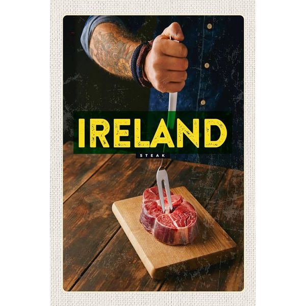 Vianmo Insegna In Legno 18X12 Cm Irland IrläNdisches Hereford Steak-image