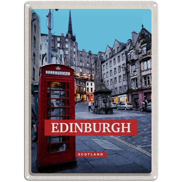 Vianmo Insegna Di Latta 40X30 Cm Edinburgh Scotland Telephone Rot-image
