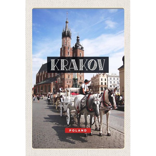 Vianmo Insegna In Legno 18X12 Cm Krakow Polen Pferd Innenstadt Kirche-image