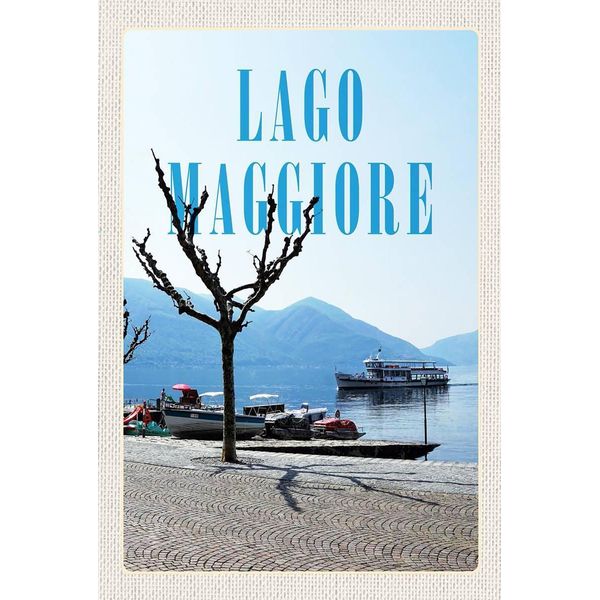 Vianmo Insegna In Legno 18X12 Cm Lago Maggiore Boote Schiffstour Meer Schild-image