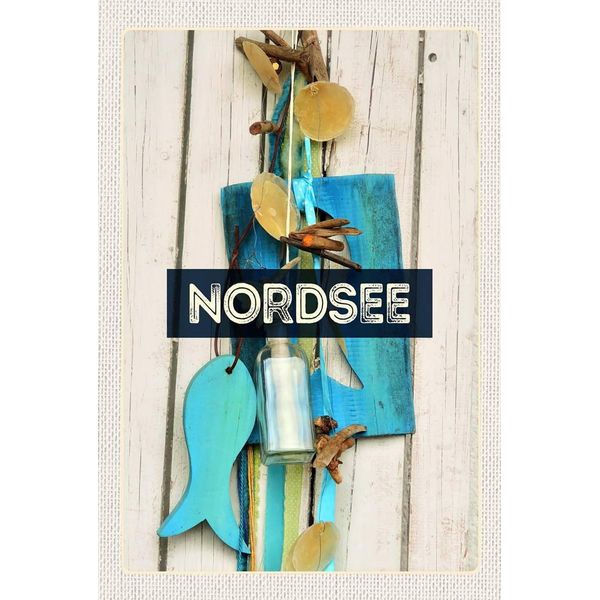 Vianmo Insegna In Legno 18X12 Cm Nordsee AnhäNger Fisch Holz-image