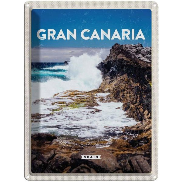 Vianmo Insegna Di Latta 40X30 Cm Gran Canaria Spain Meer Berge-image