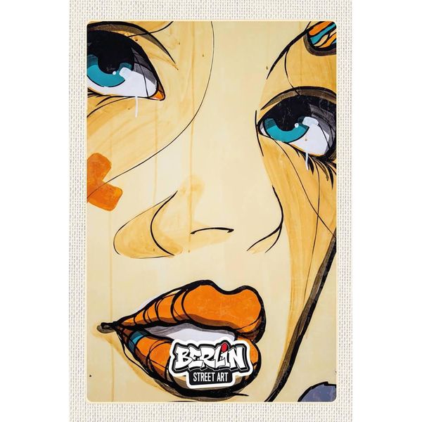 Vianmo Insegna In Legno 18X12 Cm Berlin Street Art Weinende Frau-image