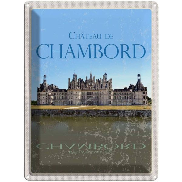 Vianmo Insegna Di Latta 40X30 Cm Chateau De Chambord Schloss Retro-image