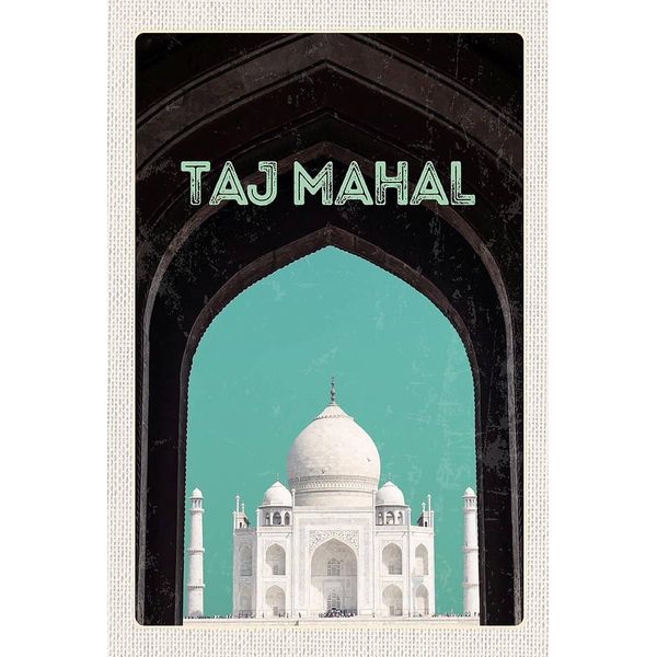 Vianmo Insegna In Legno 18X12 Cm Indien Asien Taj Mahal Kultur-image