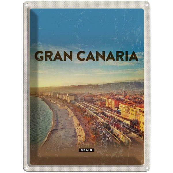 Vianmo Insegna Di Latta 40X30 Cm Gran Canaria Spain Panoramablick Meer-image