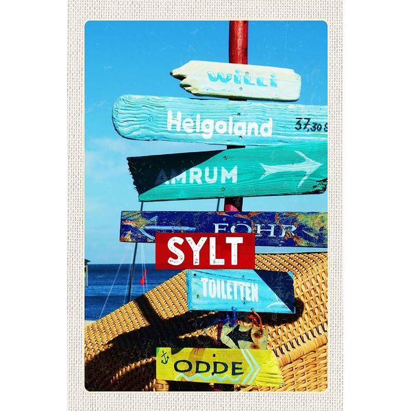 Vianmo Insegna In Legno 18X12 Cm Sylt Insel Deutschland Helgoland-image