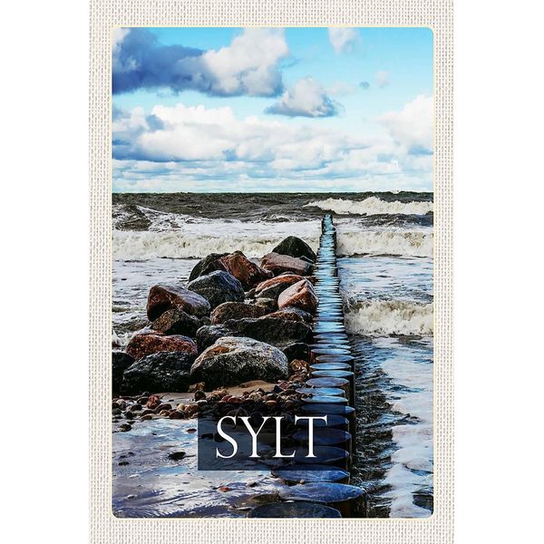 Vianmo Insegna In Legno 18X12 Cm Sylt Insel Strand Meer Ebbe Und Flut-image