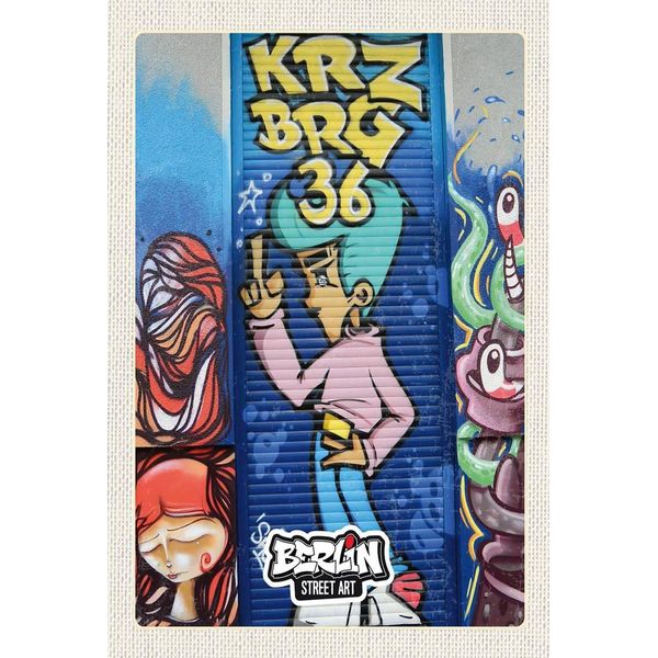 Vianmo Insegna In Legno 18X12 Cm Berlin Kreuzberg Graffiti 36 Kunstwerk-image