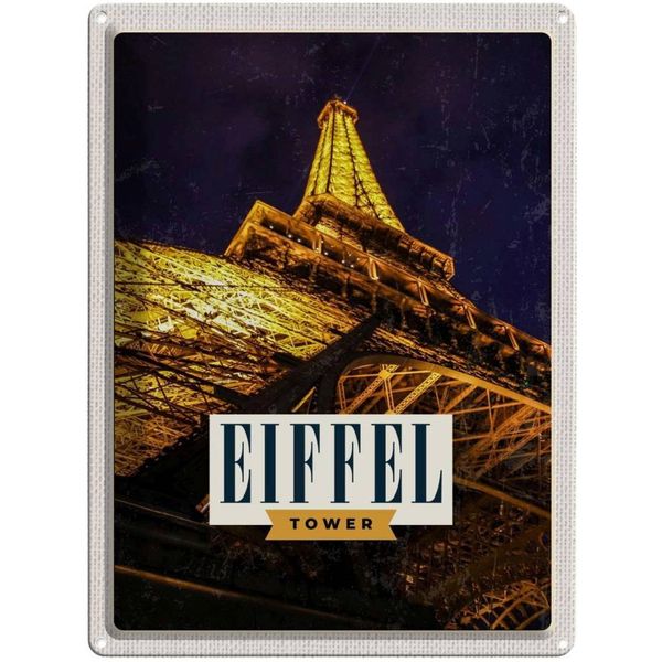 Vianmo Insegna Di Latta 40X30 Cm Retro Eiffel Tower Eiffelturm Paris-image