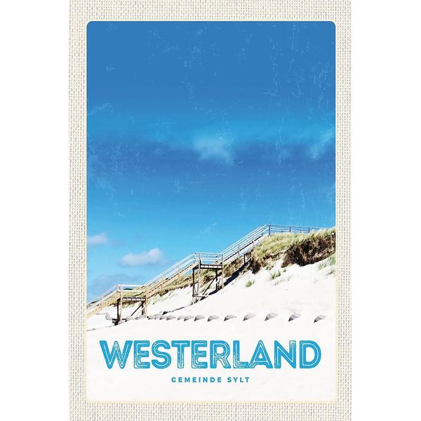 Vianmo Insegna In Legno 18X12 Cm Westerland Gemeine Sylt Strand Gehweg-image