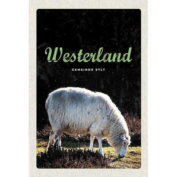 Vianmo Insegna In Legno 18X12 Cm Westerlandtiere Schafe Wiese-image