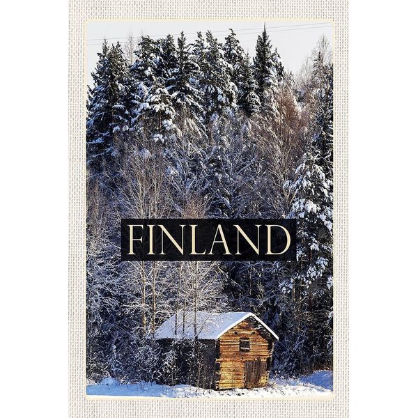 Vianmo Insegna In Legno 18X12 Cm Finnland Haus Schnee Wald Winterzeit-image