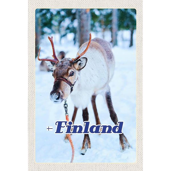 Vianmo Insegna In Legno 18X12 Cm Finnland Hirsch Wald Kalt Schnee-image