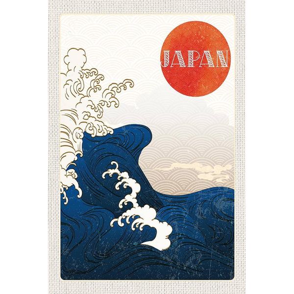 Vianmo Insegna In Legno 18X12 Cm Japan Asien Wellen Meer Flut-image