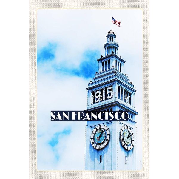 Vianmo Insegna In Legno 18X12 Cm San Francisco GebäUde Usa Flagge Turm-image