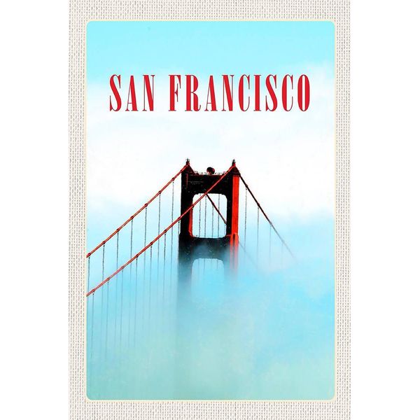 Vianmo Insegna In Legno 18X12 Cm San Francisco BrüCke Himmel Blau-image