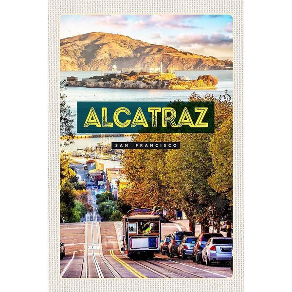 Vianmo Insegna In Legno 18X12 Cm San Francisco Alcatraz StraßEnbahn-image