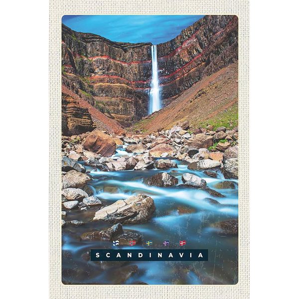 Vianmo Insegna In Legno 18X12 Cm Skandinavien Fluss Steine Wasserfall-image
