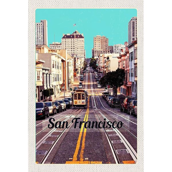 Vianmo Insegna In Legno 18X12 Cm San Francisco Stadt StraßE StraßEnbahn-image