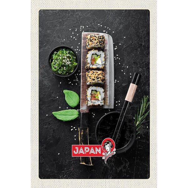 Vianmo Insegna In Legno 18X12 Cm Japan Asien Sushi Fisch Essen StäBchen-image