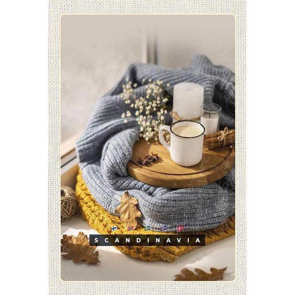 Vianmo Insegna In Legno 18X12 Cm Skandinavien Wolle Kaffee Herbst Kerze-image
