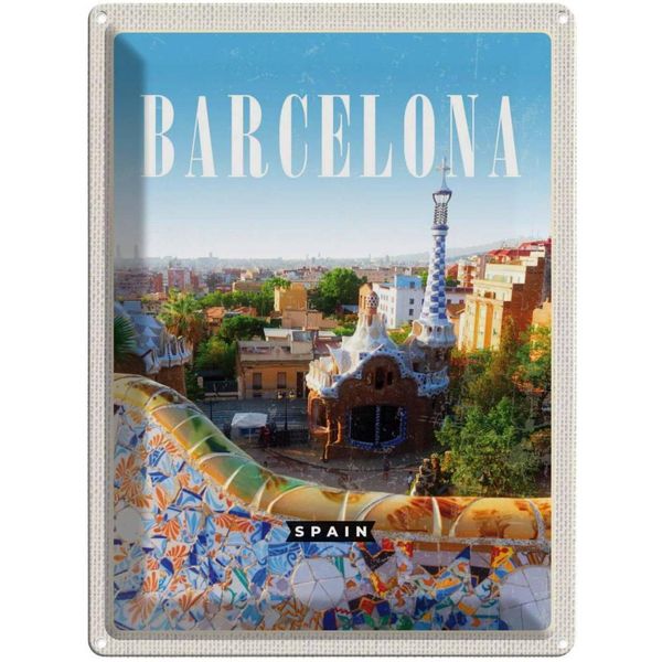 Vianmo Insegna Di Latta 40X30 Cm Barcelona Spanien Reise La Pedrera-image
