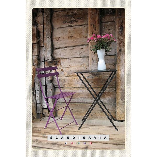 Vianmo Insegna In Legno 18X12 Cm Skandinavien Terrasse Stuhl Tisch Blume-image
