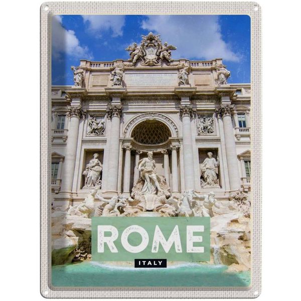 Vianmo Insegna Di Latta 40X30 Cm Rom Italien Trevi Fountain Brunnen-image