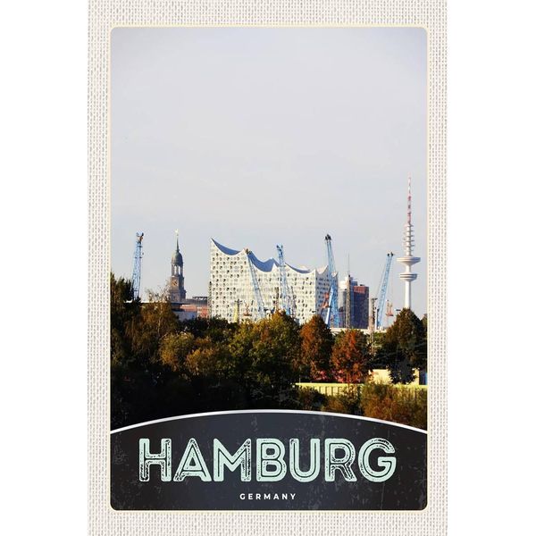 Vianmo Insegna In Legno 18X12 Cm Hamburg Stadt Hafen-image
