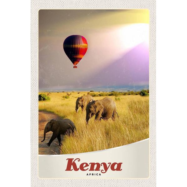 Vianmo Insegna In Legno 18X12 Cm Kenia Afrika Elefanten HeißLuftballon-image